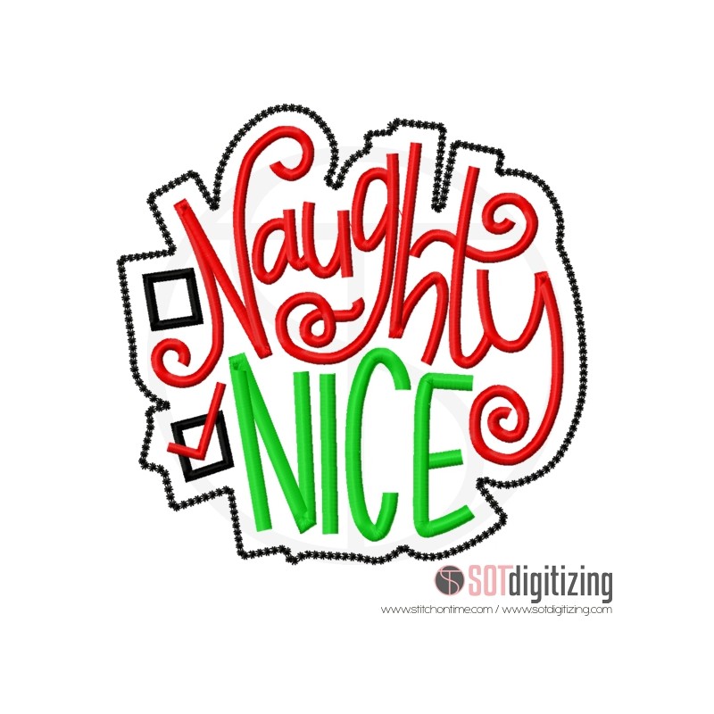 7168 SAYINGS : Christmas Naughty Nice Applique