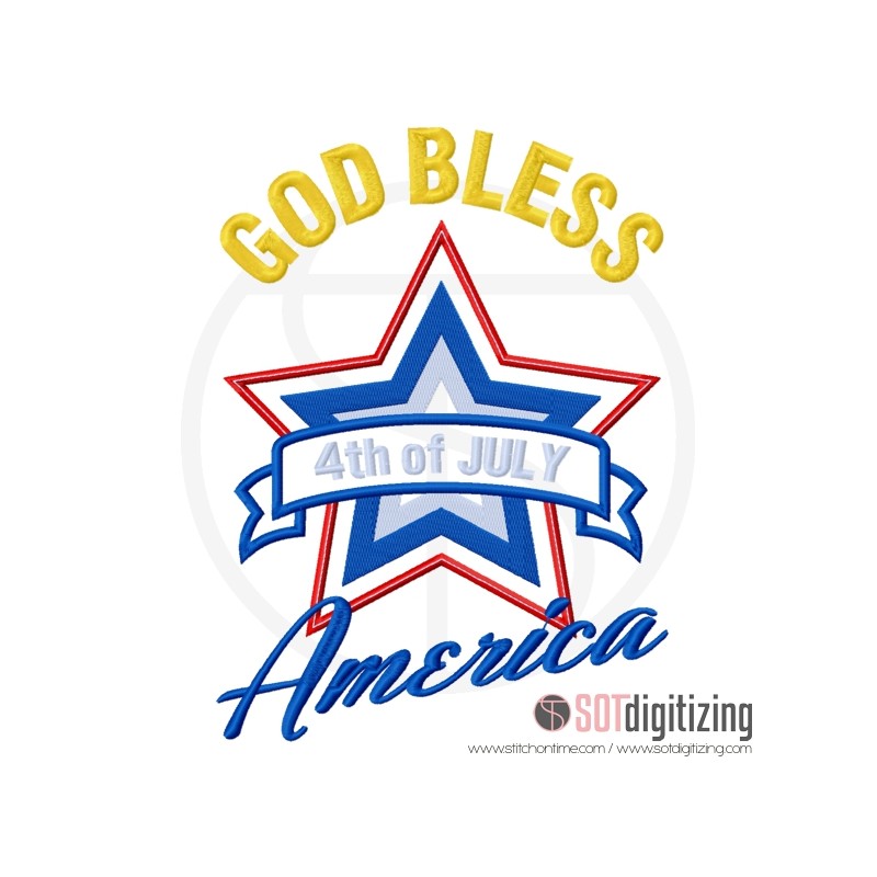 2 4th JULY : God Bless America Applique