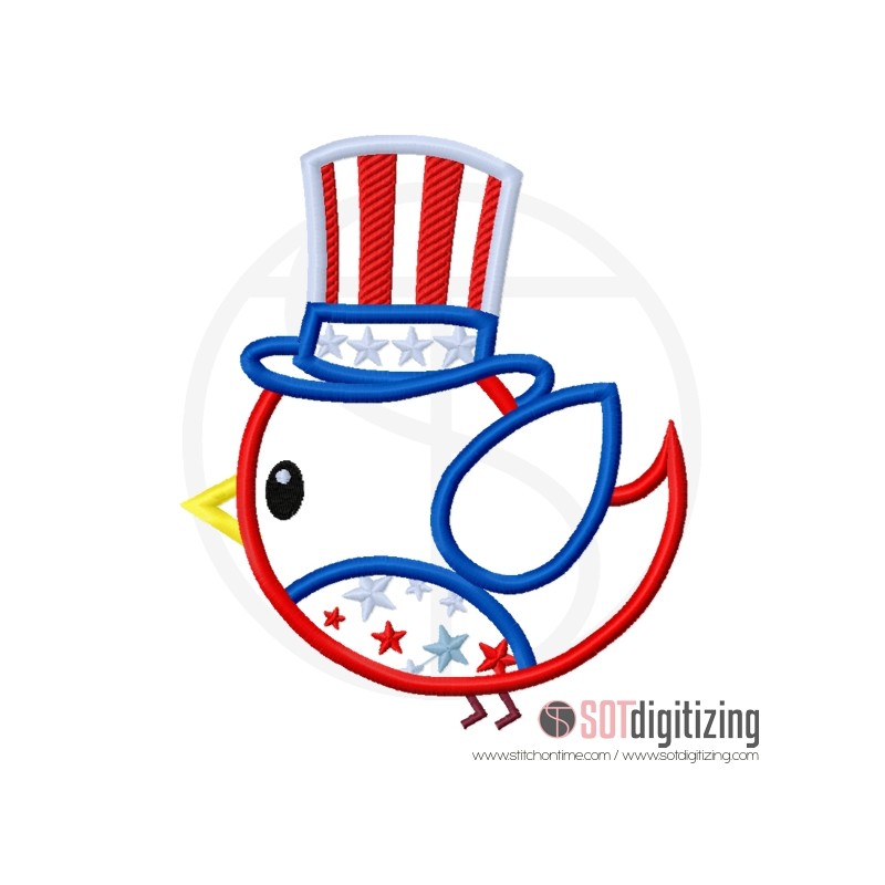 3 4th JULY : Birth in Top Hat Stars and Stripes Applique