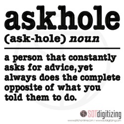 Askhole. Embroidery Design.