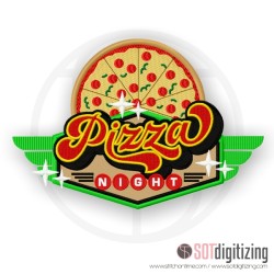 Pizza Night. Embroidery Design