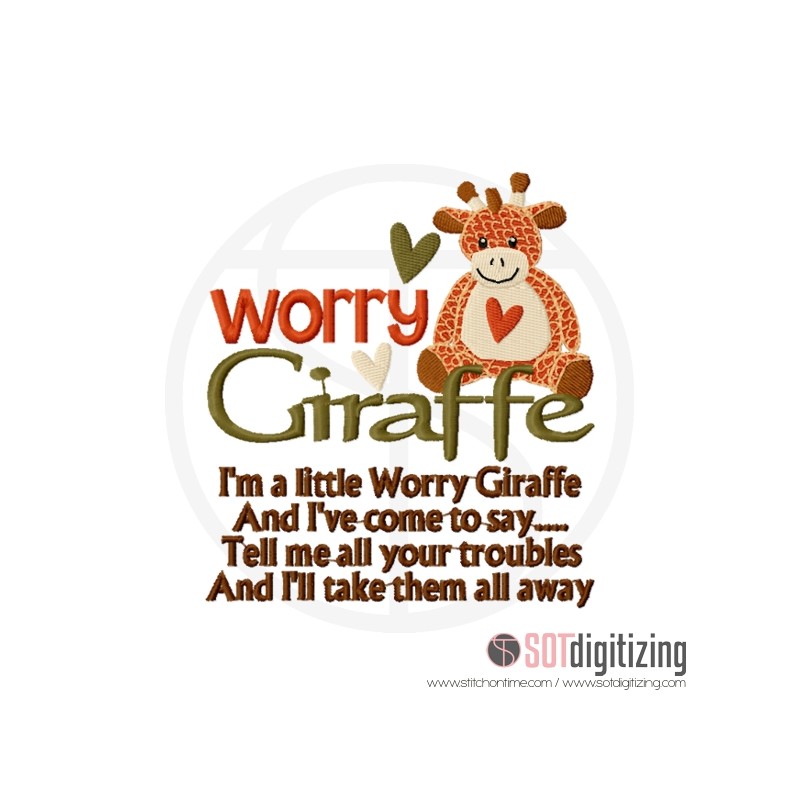 52 GIRAFFE : Worry Giraffe. Embroidery Design.