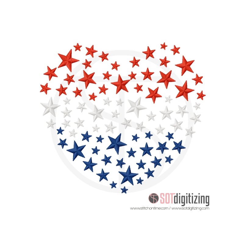 143 PATRIOTIC : Red, White & Blue Star Heart