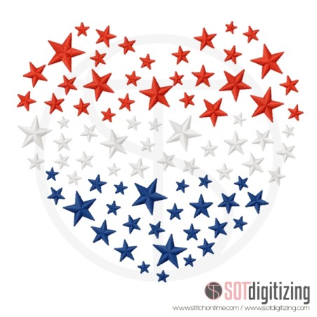 143 PATRIOTIC : Red, White & Blue Star Heart